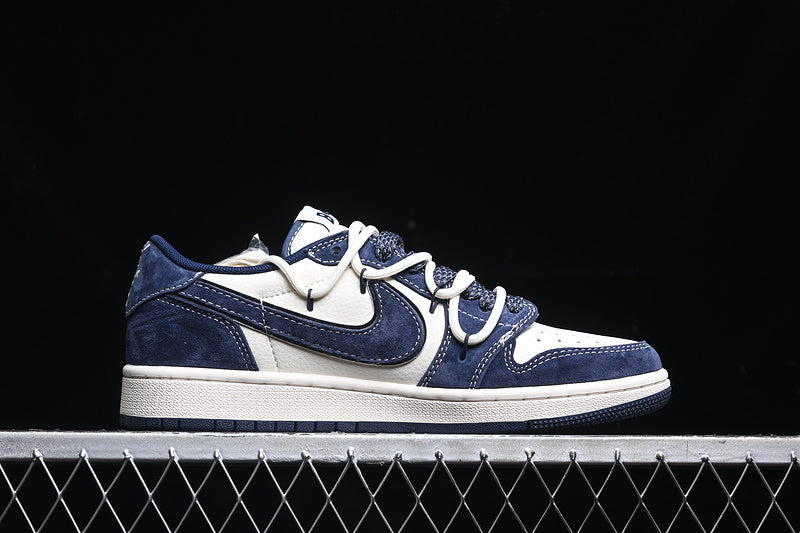 Travis Scott Fragment Design Nike Air Jordan 1 Low OG SP White Navy Sneakers