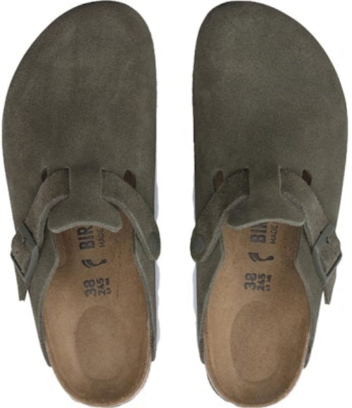 Birkenstock Boston Olive Green Suede Leather 1024714 Fashion Slippers