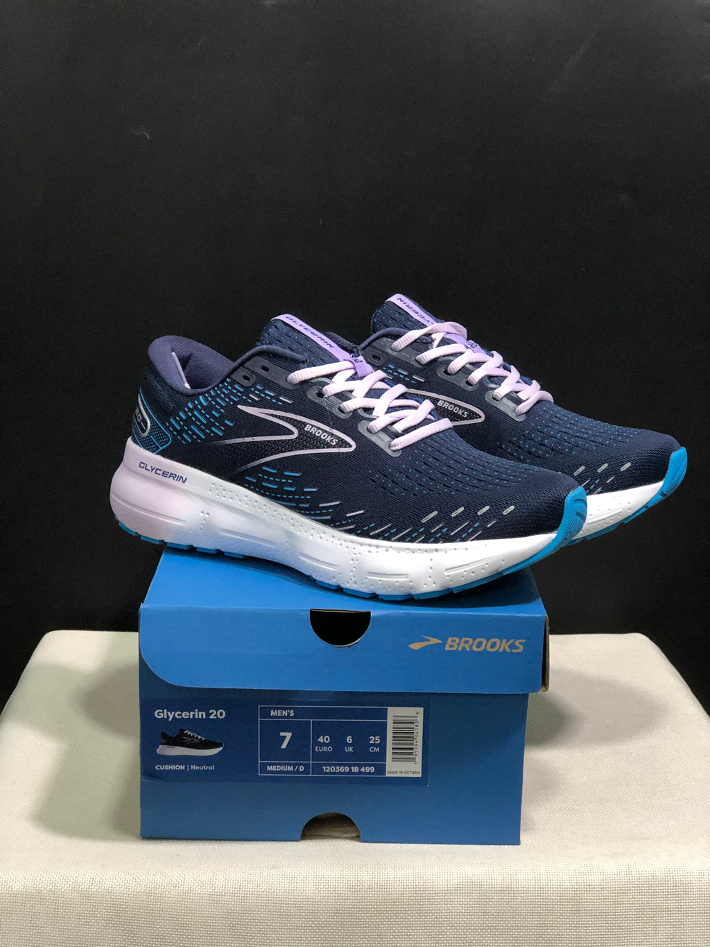 Brooks Glycerin GTS 20 Shock-absorbing Wear-resistant Running Shoes Dark Blue