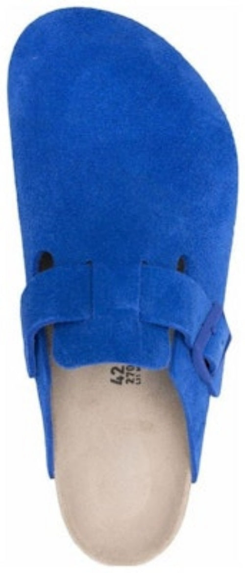 Birkenstock Boston Ultra Blue Suede Leather 1022556 Covered-Toe Slippers