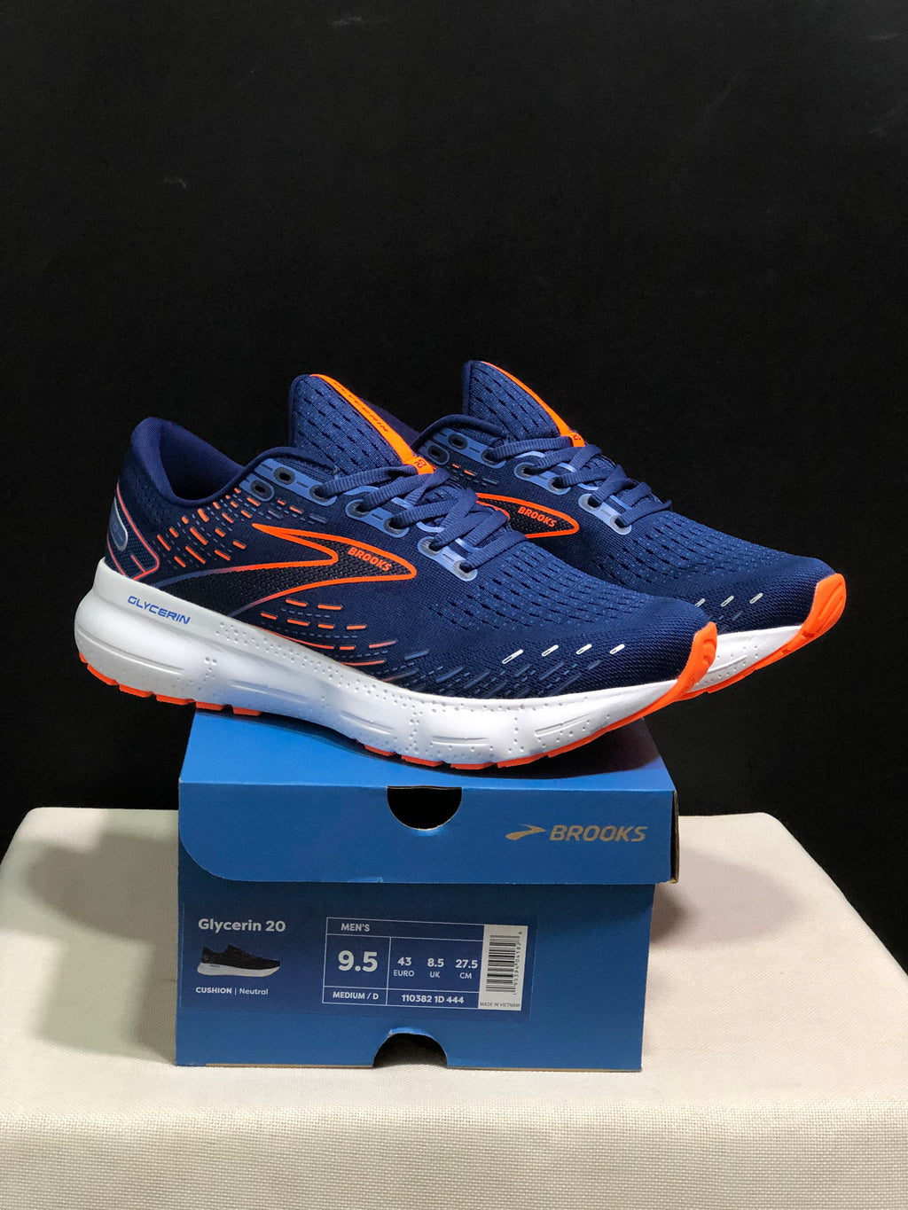 Brooks Glycerin GTS 20 Shock-absorbing Wear-resistant Running Shoes Navy/Orange