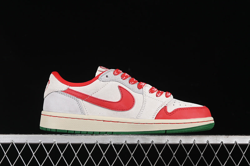 Travis Scott Fragment Design Nike Air Jordan 1 Low OG SP Green Sole Red White Sneakers
