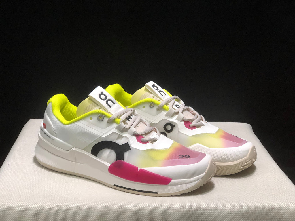 On Running The Roger Pro 2 Breathable Mesh Training Running Shoes White/Lemon Yellow/Rose Red