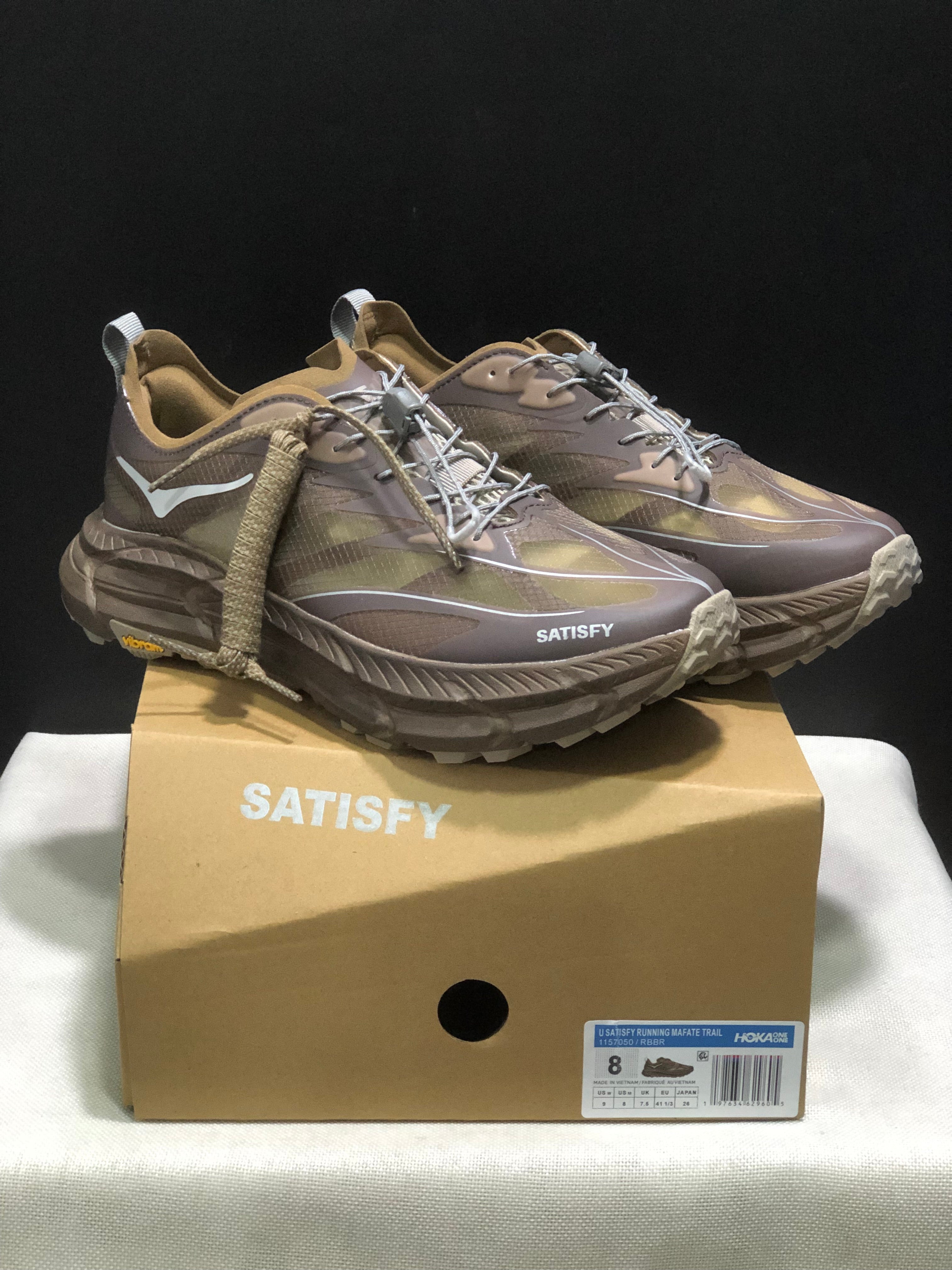 Hoka One One Satisfy x Mafate Speed 4 Breathable Fashion Running Shoes Sneakers Brown