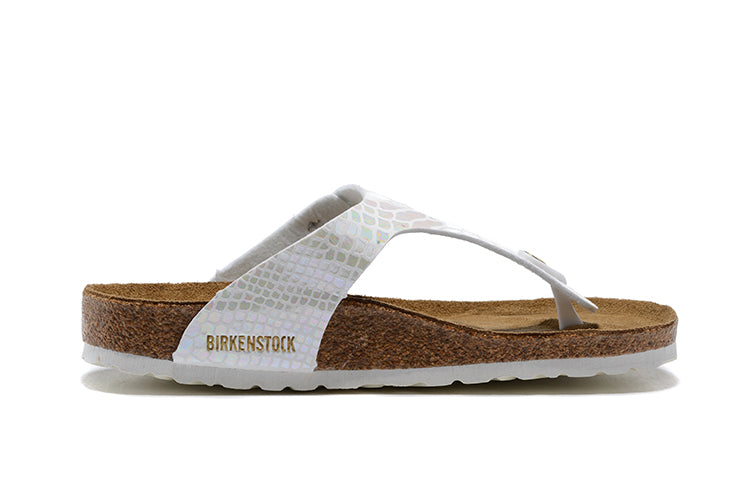 Birkenstock Gizeh Multicolor Reflection White Snakeskin Flip Flops Leather Sandals