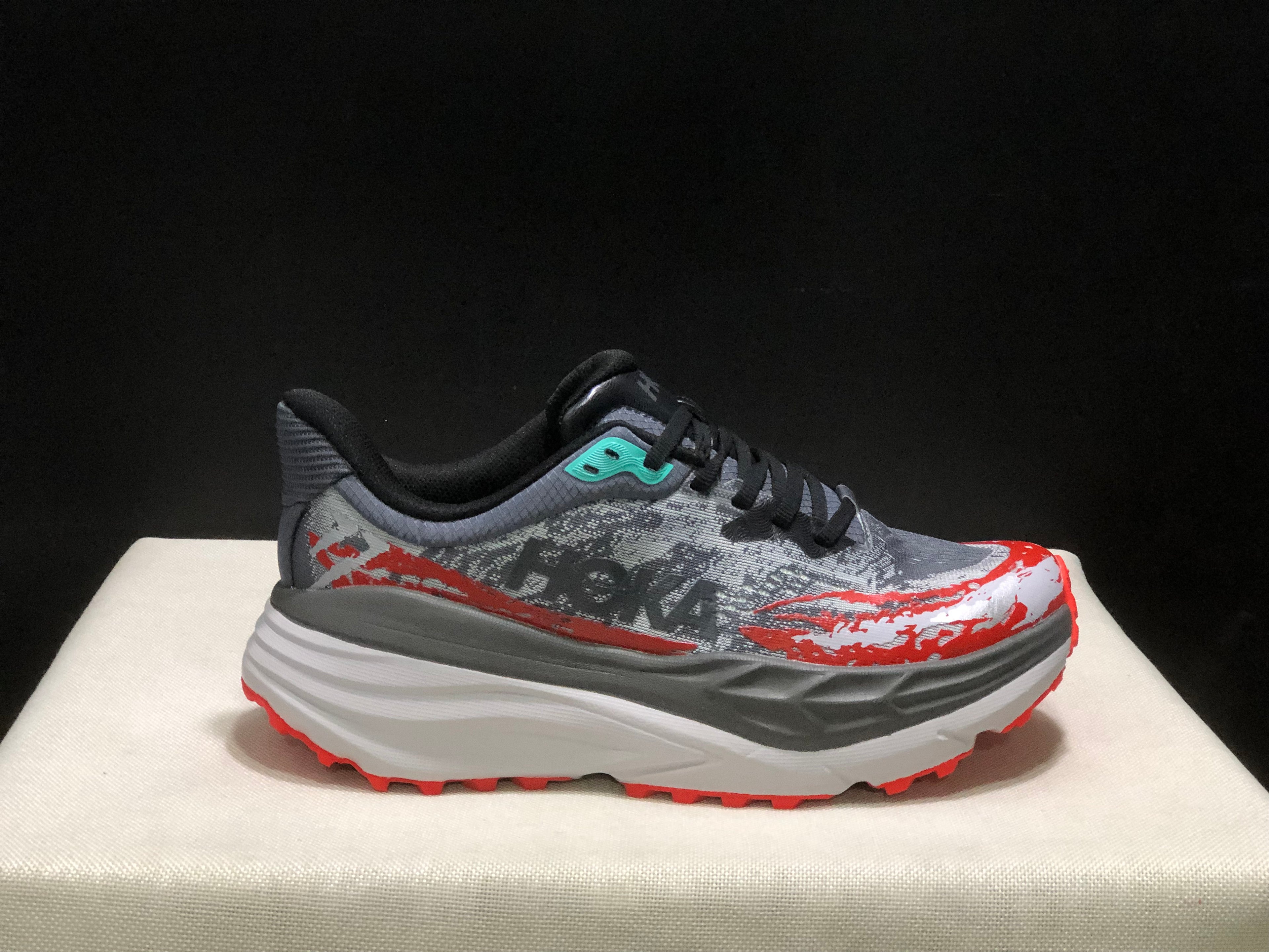 Hoka One One Stinson 7 Comfortable Anti-slip Outdoor Running Shoes Sneakers Gray/Red