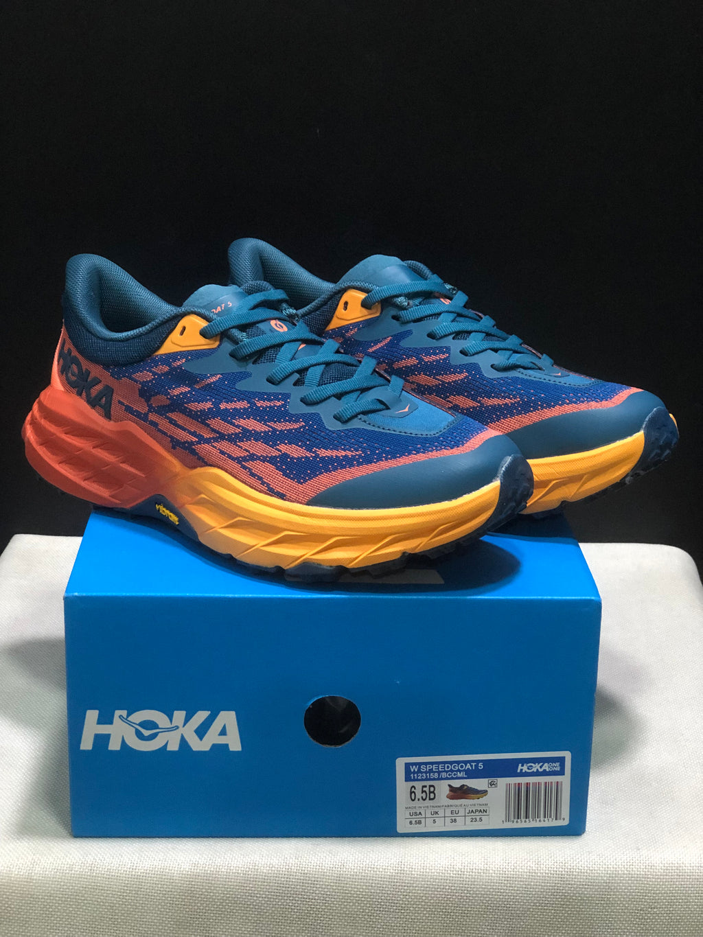 Hoka One One Speedgoat 5 Blue/Orange Trail Running Shoes Sneakers