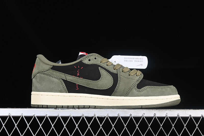 Travis Scott Nike Air Jordan 1 Low OG SP Black Olive Green Sneakers