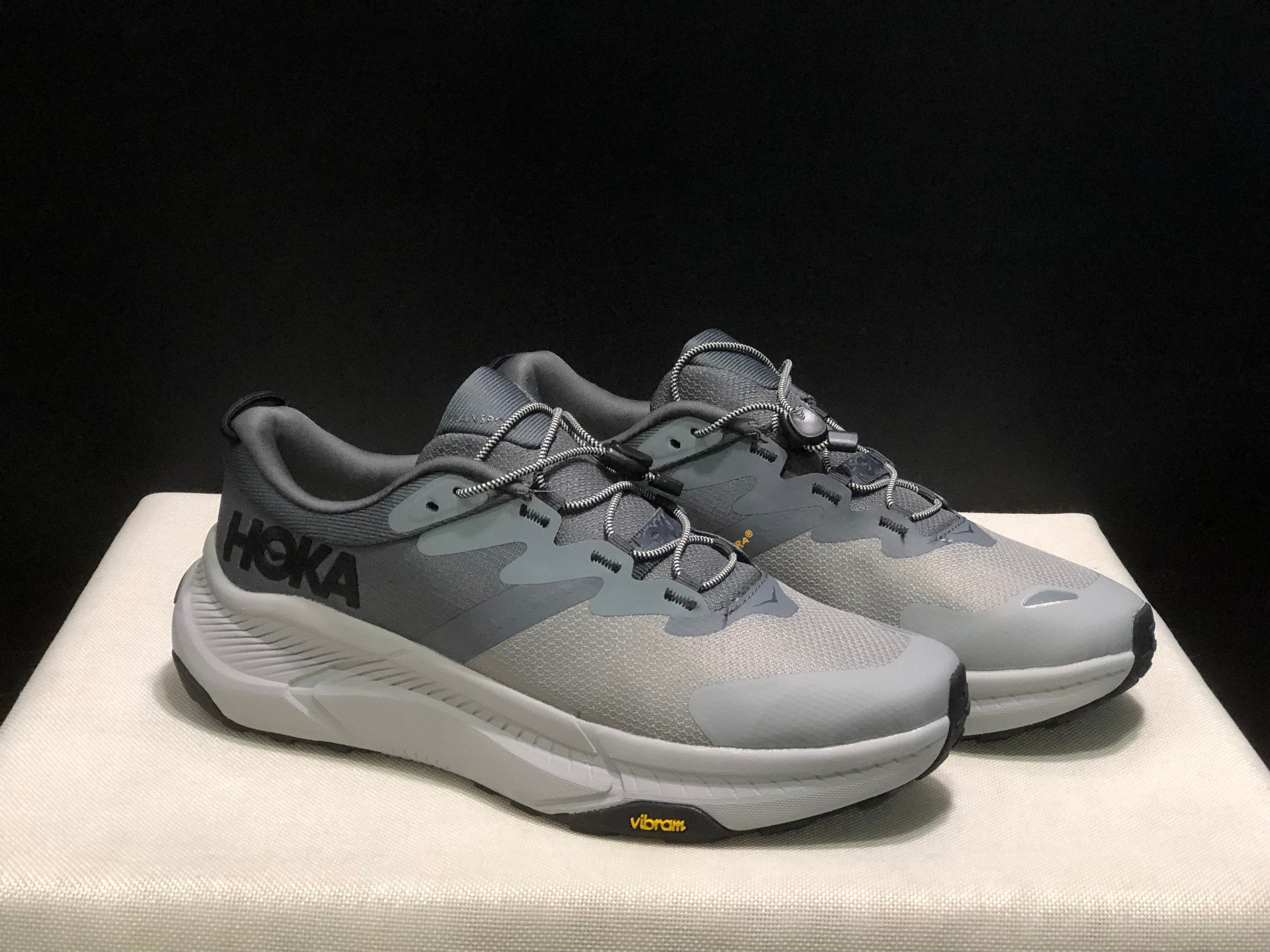 Hoka One One Transport Drawstring Low-top Running Shoes Sneakers Gray