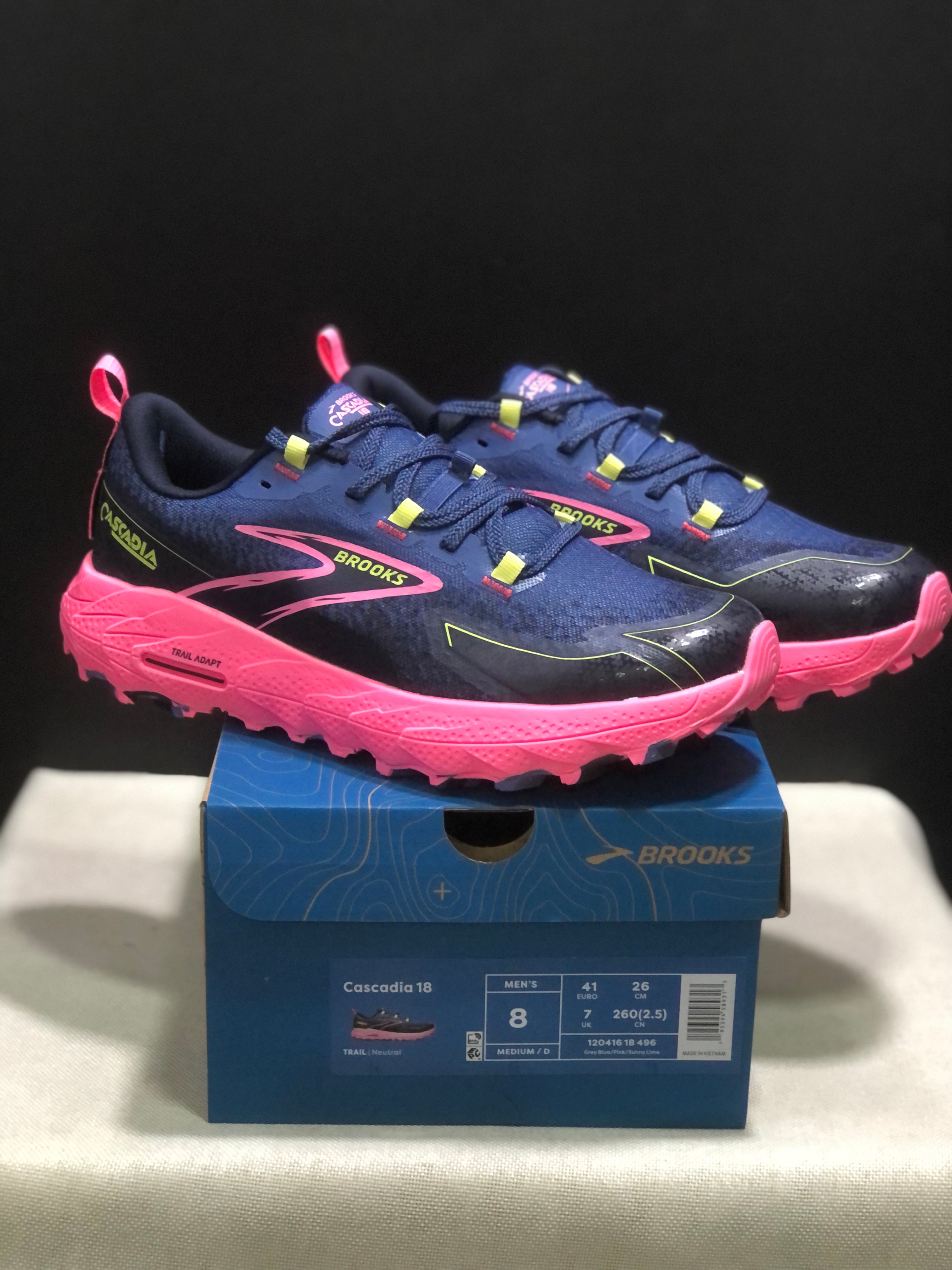 Brooks Cascadia 18 Low-top Running Shoes Grey Blue/Pink/Sunny Lime