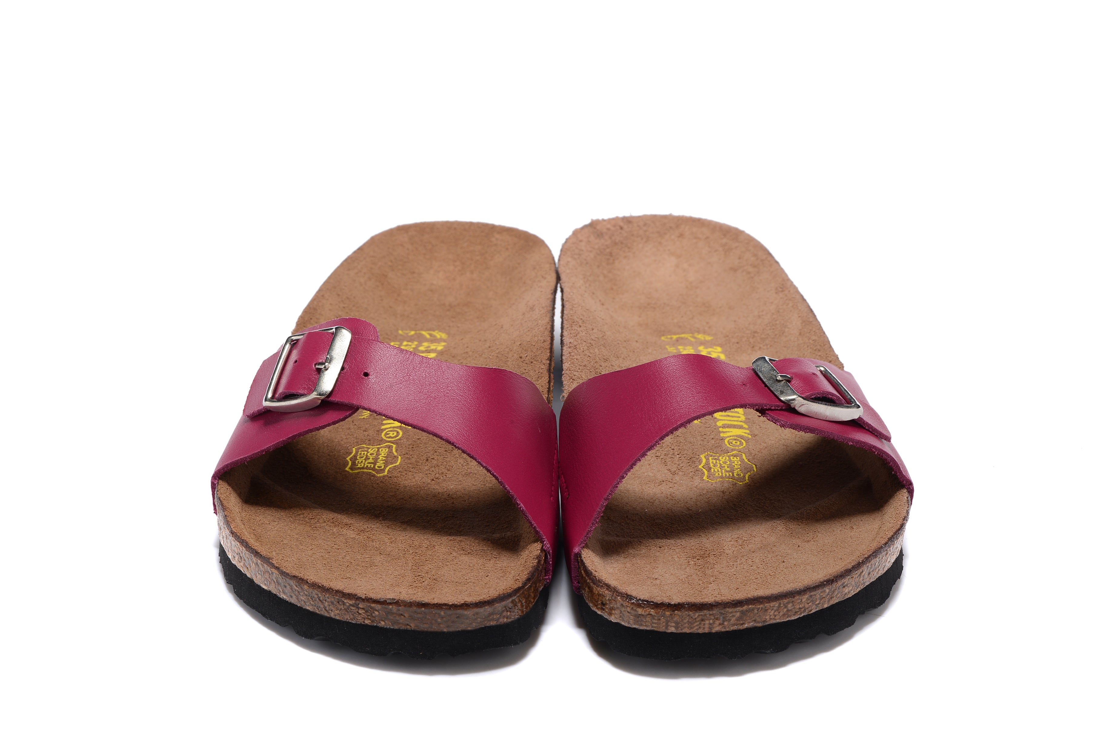 Birkenstock Madrid Rose Red Single Strap Slide Leather Sandals