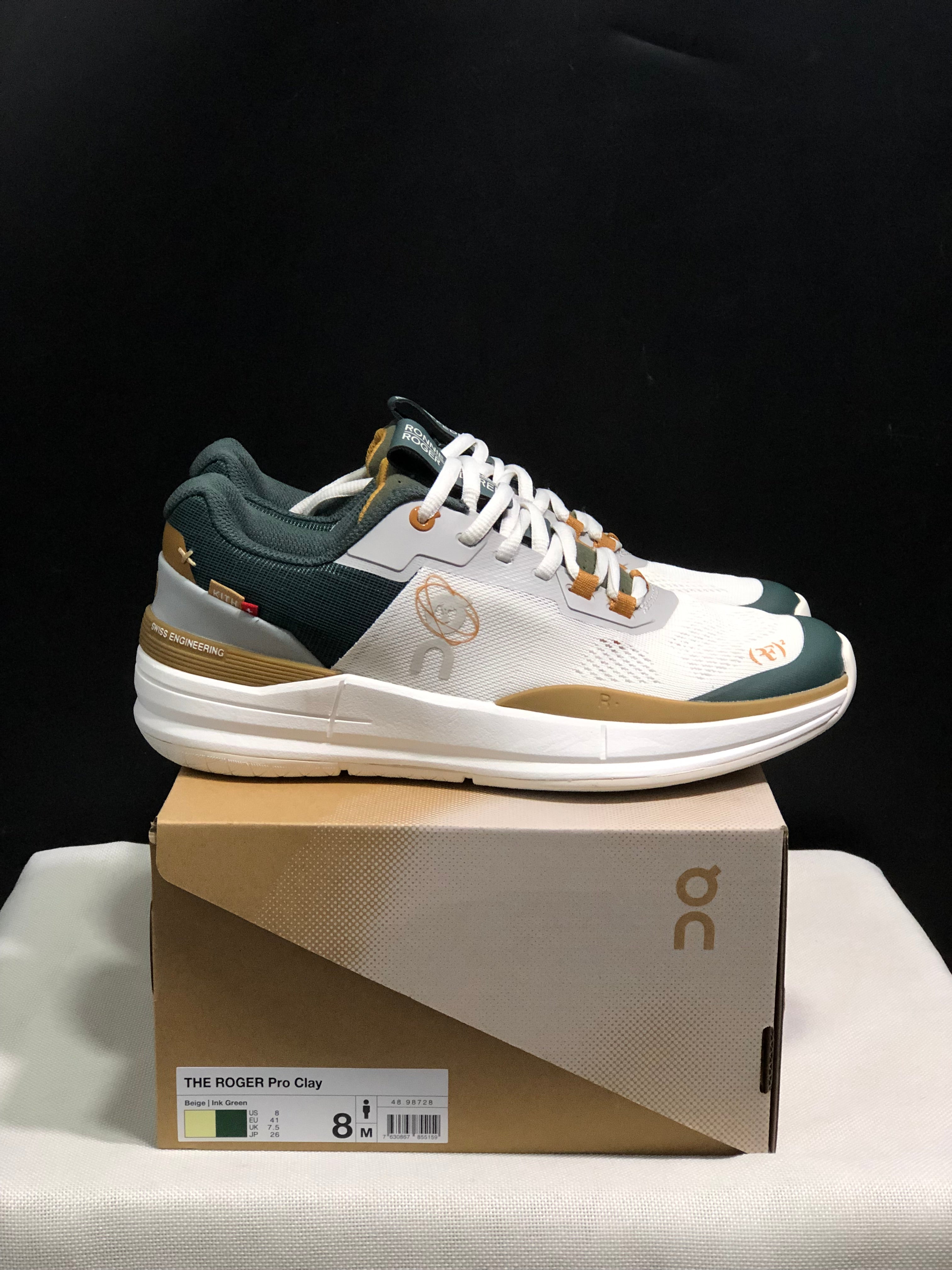 On Running The Roger Rro Durable And Breathable Tennis Shoes Beige/Ink Green