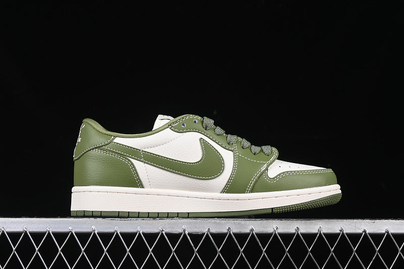 Travis Scott Fragment Design Nike Air Jordan 1 Low OG SP White Green Sneakers