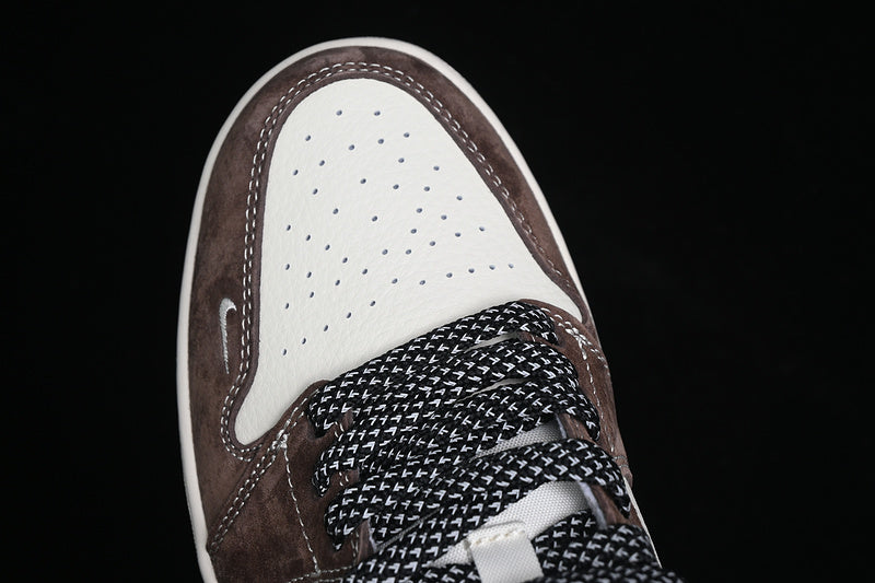 Travis Scott Fragment Design Nike Air Jordan 1 Low The North Face White Black Brown Sneakers