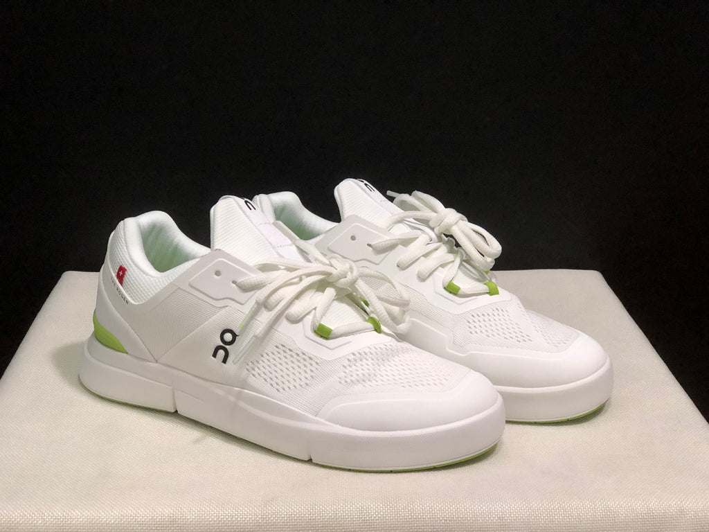 On Running The Roger Spin Breathable Mesh Sneakers White/Lemon Green