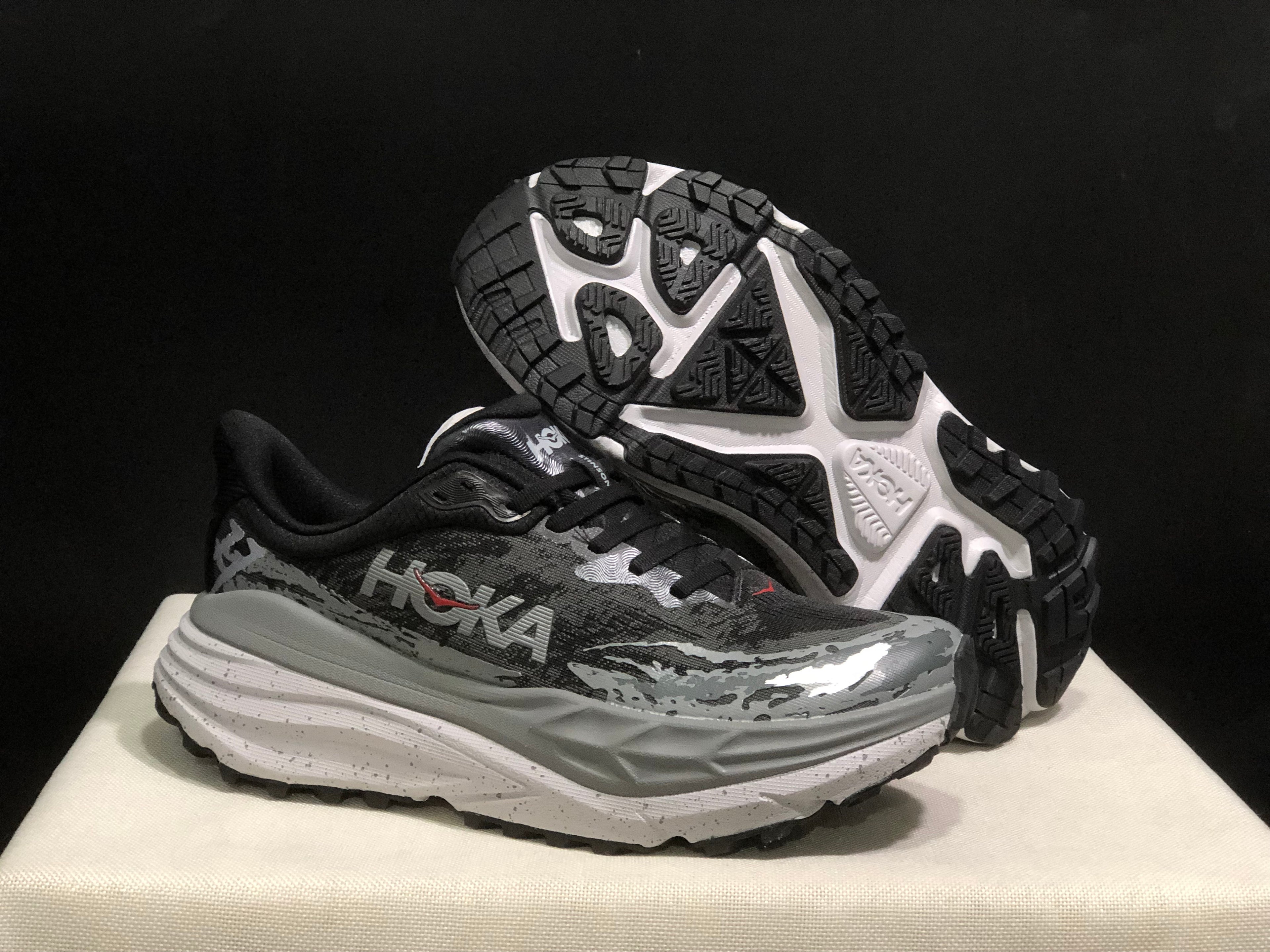 Hoka One One Stinson 7 Comfortable Anti-slip Outdoor Running Shoes Sneakers Black/Gray