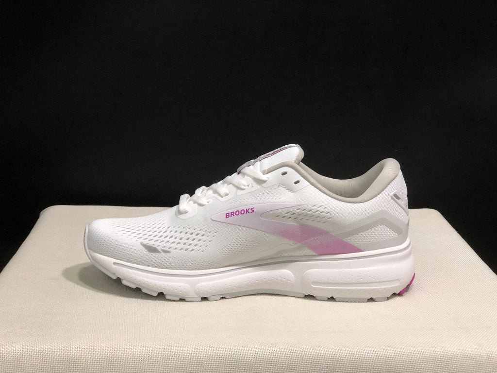 Brooks Ghost 15 Shock-absorbing Wear-resistant Low-top Running Shoes White Rose Red