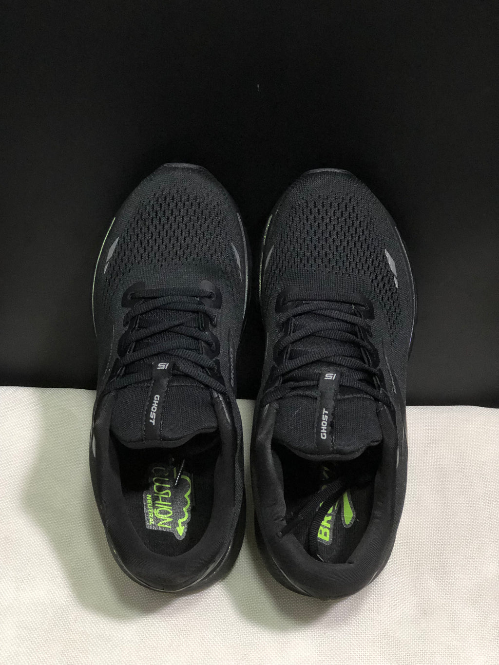 Brooks Ghost 15 Shock-absorbing Wear-resistant Low-top Running Shoes Black Lime Green